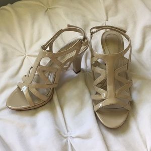 Nude strappy heels